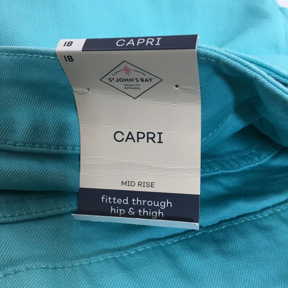 NWT ST JOHNS BAY CAPRI PANTS LIGHT BLUE WOMENS SIZE 18 - Picture 5 of 5